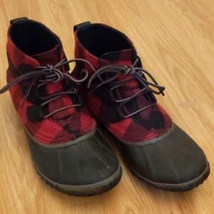 Black & Red Plaid SOREL Out n' About Boots